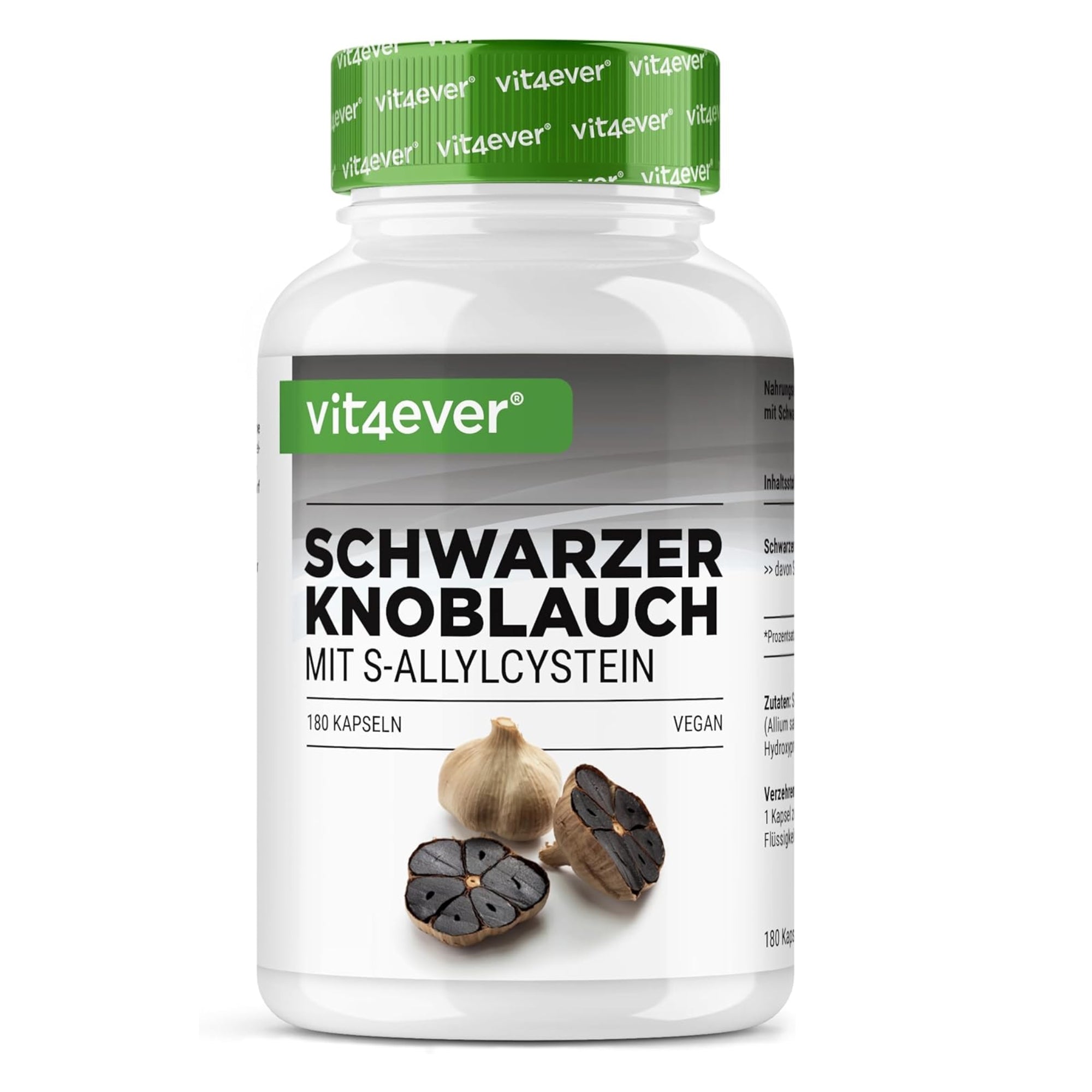 Schwarzer Knoblauch-Extrakt mit S-Allylcystein | 180 Kapseln | Vit4ever