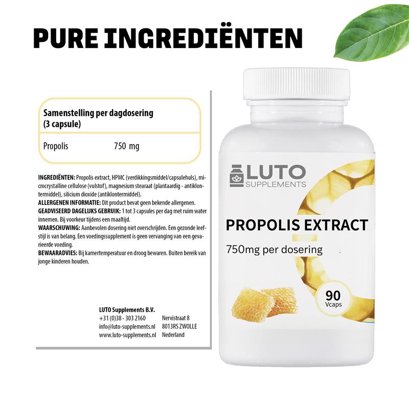 Propolis Extract 750 mg | 90 Capsules | LUTO Supplements