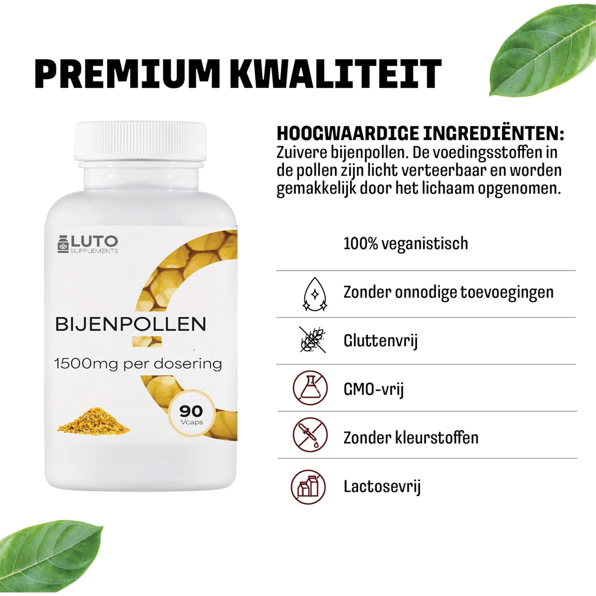 Bienenpollen 1500 mg | 90 Kapseln | LUTO Supplements