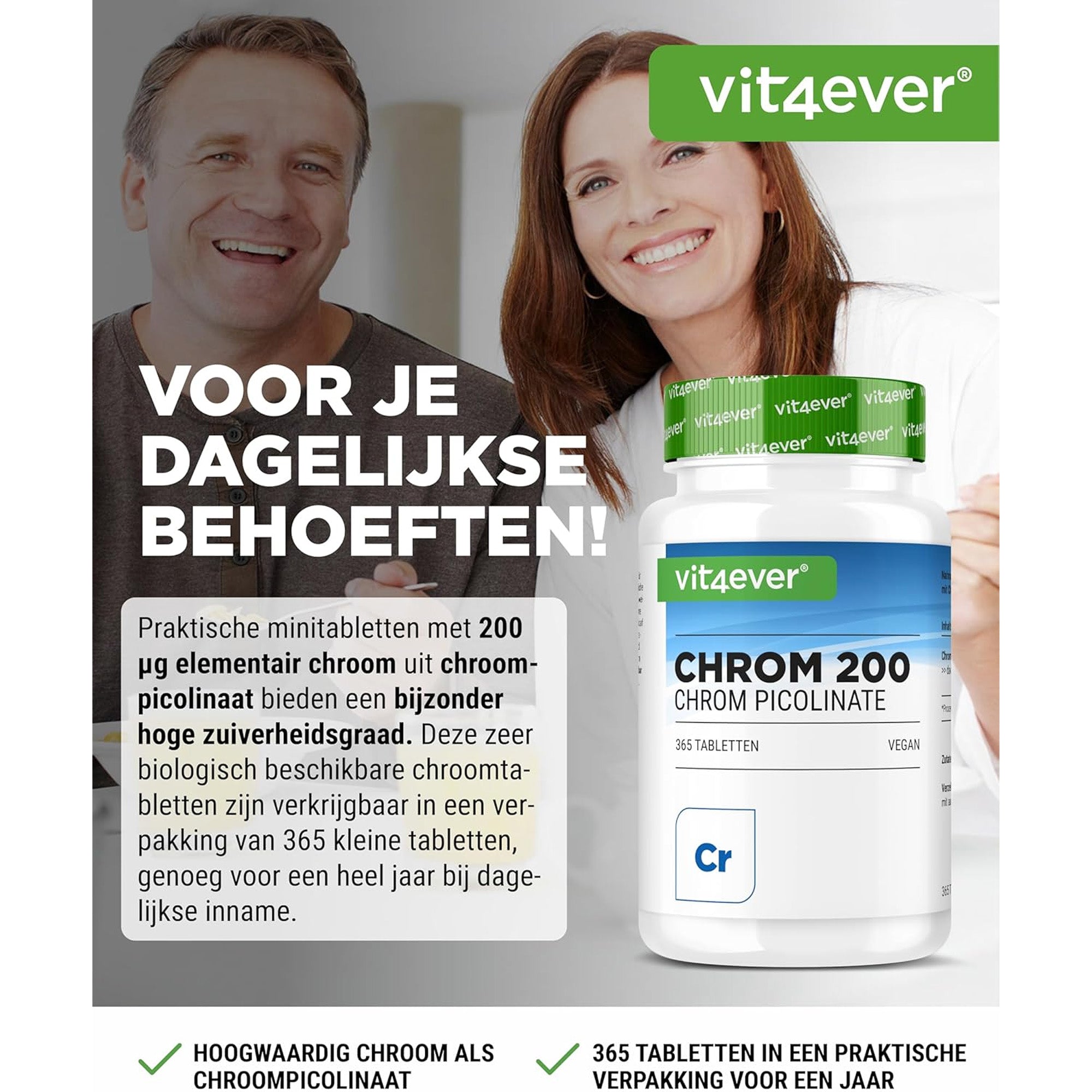 Chrompicolinat | 200 µg oder 500 µg | 365 Tabletten | Vit4ever
