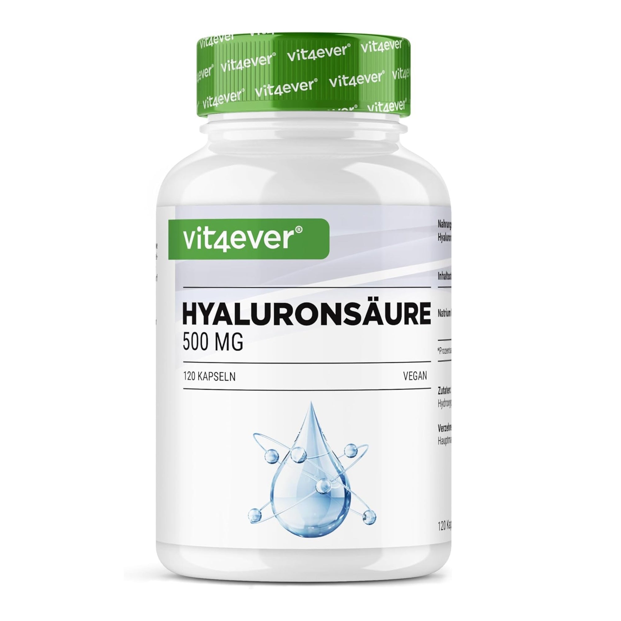 Hyaluronsäure 500 mg pro Kapsel | 120 Kapseln | Vit4ever
