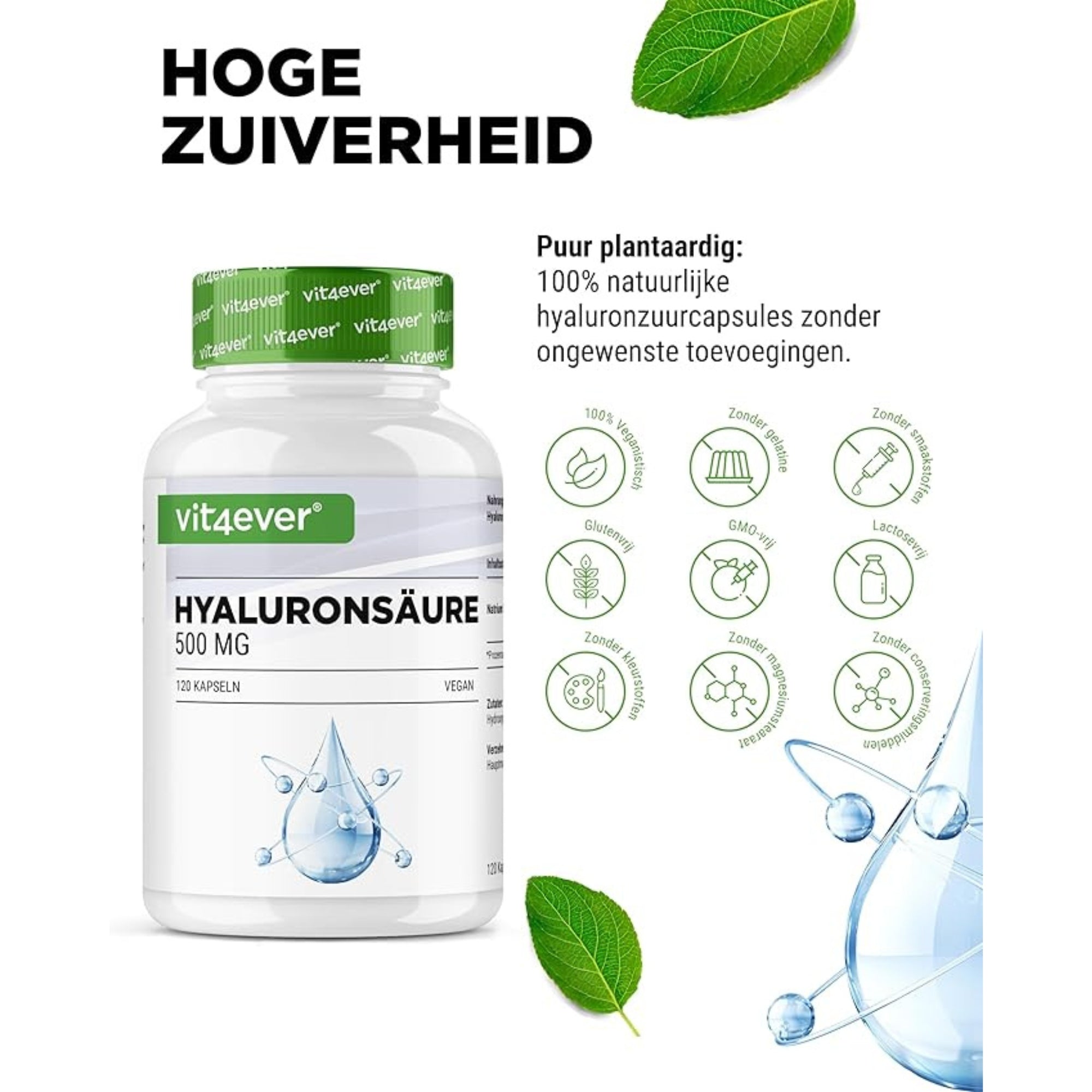 Hyaluronsäure 500 mg pro Kapsel | 120 Kapseln | Vit4ever